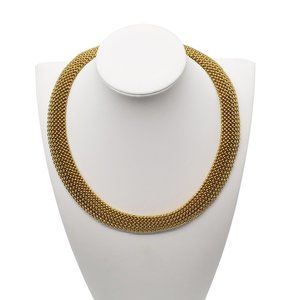 18K Yellow Gold Large Woven Modernist Italian Necklace